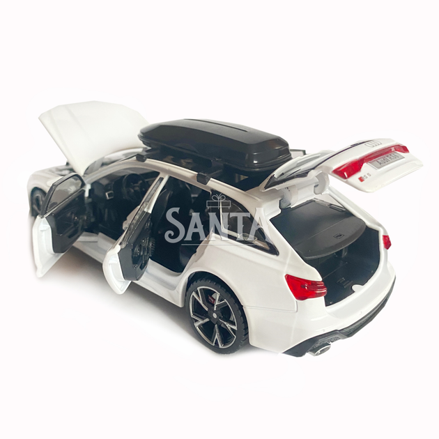 Іграшкова машинка металева Audi RS6, ауді, біла, звук, світло