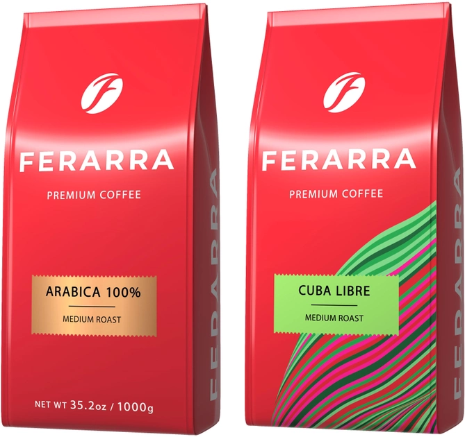 Акция на Набір кави в зернах Ferarra Arabica 100% 1 кг х Cuba Libre 1 кг от Rozetka