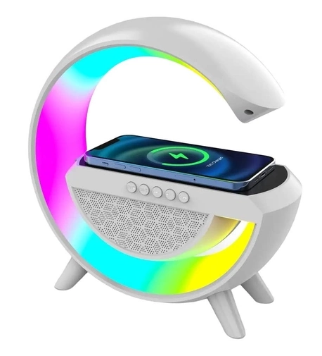 Колонкою Bluetooth 3W з бездротовою Qi зарядкою WOW BT-2301 3в1 Нічник LED лампа 256 режимів Біла - зображення 2