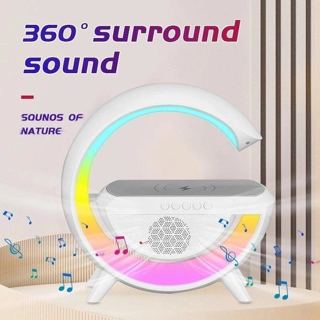 Колонкою Bluetooth 3W з бездротовою Qi зарядкою WOW BT-2301 3в1 Нічник LED лампа 256 режимів Біла - зображення 6