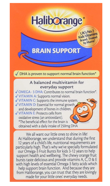 Омега-3 для дітей Haliborange Omega-3 DHA + Vits A C & D Brain Support 90 chew tab апельсин - зображення 4