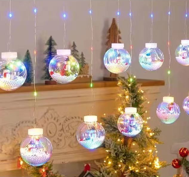 Светодиодная гирлянда штора Шарики с росой Фигурки Снеговик 10 шт LED 3х0.8 м - изображение 2