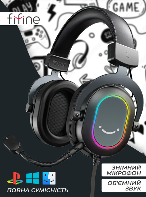 Наушники проводные игровые с микрофоном геймерские AMPLIGAME H6 ...