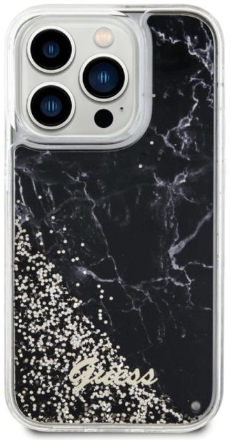 Etui plecki Guess Liquid Glitter Marble do Apple iPhone 14 Pro Max Black (3666339127305) - obraz 2