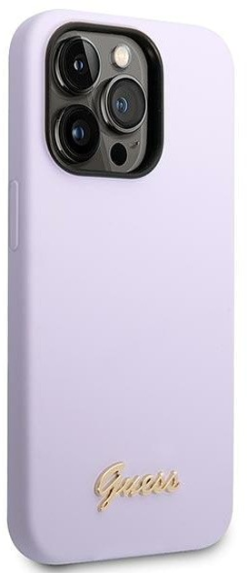 Etui plecki Guess Silicone Vintage Gold Logo do Apple iPhone 14 Pro Max Purple (3666339064990) - obraz 3