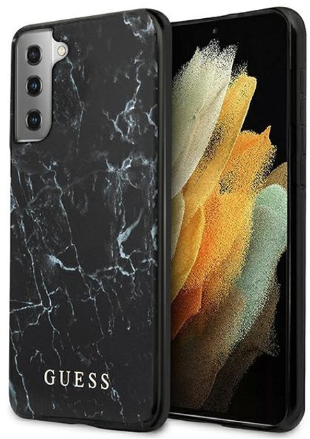 Etui plecki Guess Marble do Samsung Galaxy S21 Plus Black (3666339003296) - obraz 1