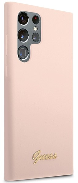 Etui plecki Guess Silicone Script Metal Logo do Samsung Galaxy S23 Ultra Pink (3666339115043) - obraz 3