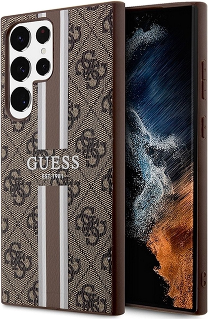 Панель Guess 4G Printed Stripe для Samsung Galaxy S23 Ultra Коричневий (3666339117481) - зображення 1