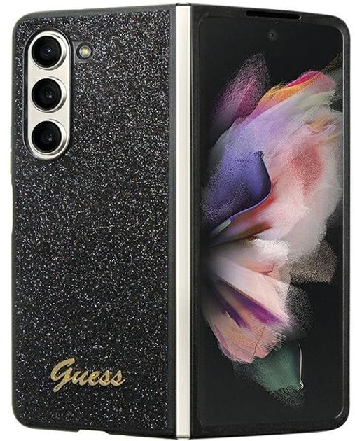 Etui plecki Guess Glitter Script do Samsung Galaxy Z Fold 5 Black (3666339173968) - obraz 1