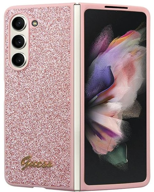 Панель Guess Glitter Script для Samsung Galaxy Z Fold 5 Рожевий (3666339174002) - зображення 2