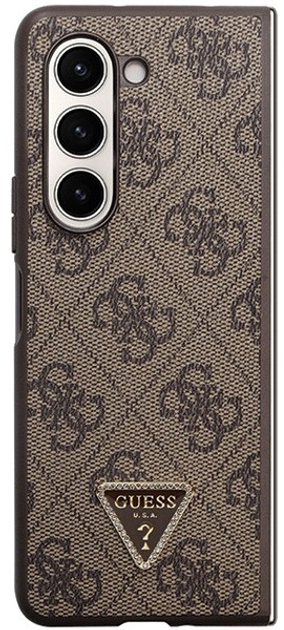 Панель Guess Leather 4G Triangle Strass для Samsung Calaxy Z Fold 5 Коричневий (3666339173920) - зображення 3