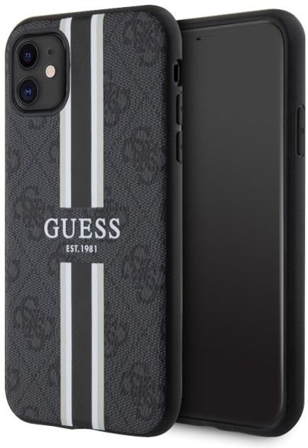 Etui plecki Guess 4G Printed Stripes MagSafe do Apple iPhone 11 Black (3666339119614) - obraz 2