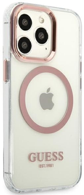 Etui plecki Guess Metal Outline Magsafe do Apple iPhone 13/13 Pro Pink (3666339057190) - obraz 3