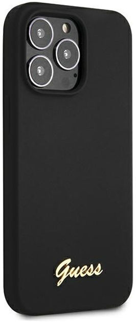 Etui plecki Guess Silicone Script Gold Logo Magsafe do Apple iPhone 13/13 Pro Black (3666339037109) - obraz 3