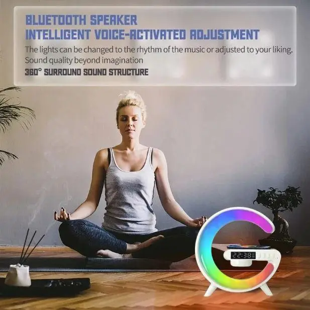 Колонкой Bluetooth с беспроводная Qi зарядкой 15W G-Smart 3в1 Ночник LED будильник 256 режимов Белая - Фото 5 Колонкой Bluetooth с беспроводная Qi зарядкой 15W G-Smart 3в1 Ночник LED будильник 256 режимов Белая - изображение 5