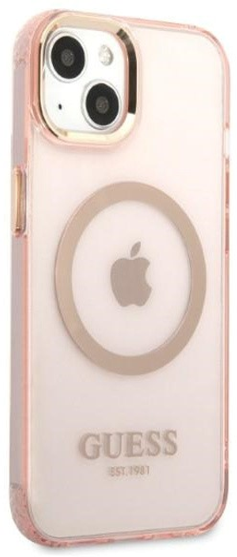 Панель Guess Gold Outline Translucent MagSafe для Apple iPhone 13 Рожевий (3666339057107) - зображення 3