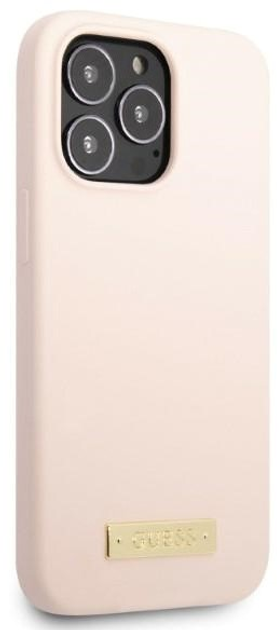 Панель Guess Silicone Logo Plate MagSafe для Apple iPhone 13 Pro Max Рожевий (3666339056889) - зображення 3