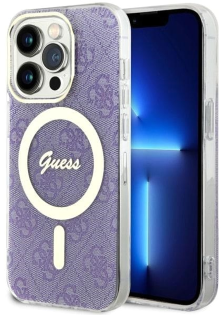 Etui plecki Guess 4G MagSafe do Apple iPhone 14 Pro Purple (3666339118242) - obraz 1