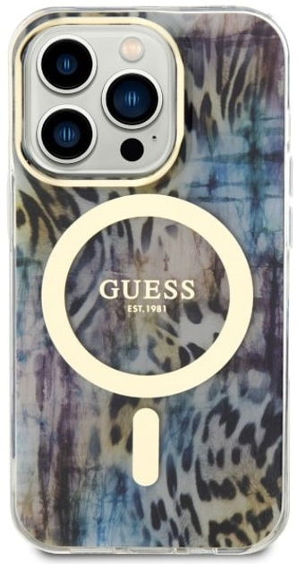 Etui plecki Guess Leopard MagSafe do Apple iPhone 14 Pro Blue (3666339115739) - obraz 2