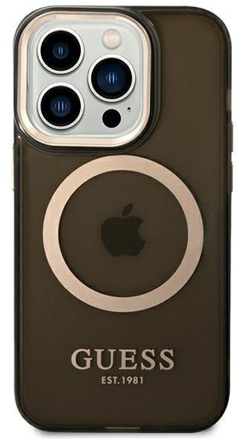 Etui plecki Guess Gold Outline Translucent MagSafe do Apple iPhone 14 Pro Black (3666339069605) - obraz 2