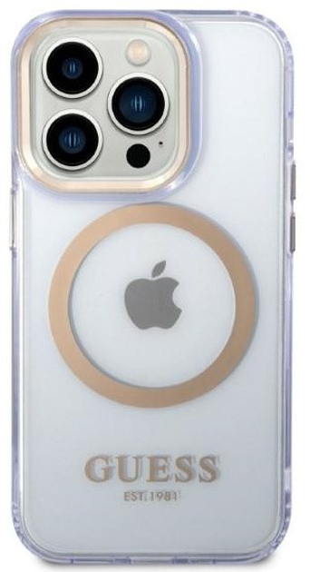 Панель Guess Gold Outline Translucent MagSafe для Apple iPhone 14 Pro Фіолетовий (3666339069568) - зображення 3