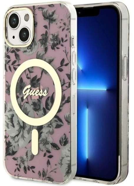 Панель Guess Flower MagSafe для Apple iPhone 14 Plus Рожевий (3666339115562) - зображення 1