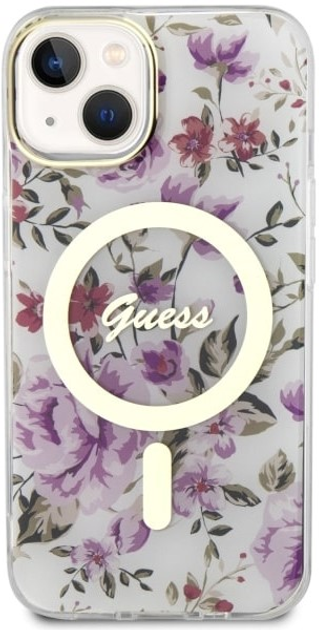 Etui plecki Guess Flower MagSafe do Apple iPhone 14 Plus Transparent (3666339115647) - obraz 2