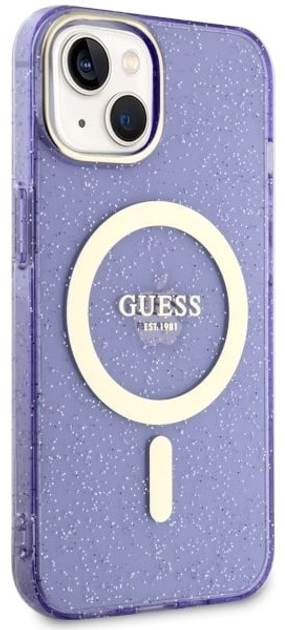 Панель Guess Glitter Gold MagSafe для Apple iPhone 14 Plus Фіолетовий (3666339125677) - зображення 3