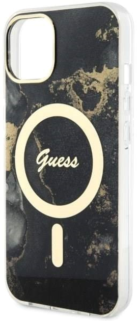 Etui plecki Guess Golden Marble MagSafe do Apple iPhone 14 Plus Black (3666339115760) - obraz 3