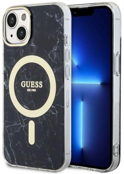 Панель Guess Marble MagSafe для Apple iPhone 14 Plus Чорний (3666339127251) - зображення 1