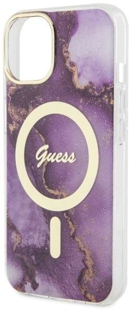 Etui plecki Guess Golden Marble MagSafe do Apple iPhone 14 Purple (3666339115838) - obraz 2