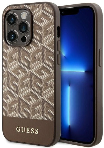 Etui plecki Guess G Cube Stripes MagSafe do Apple iPhone 14 Pro Max Brown (3666339112493) - obraz 1