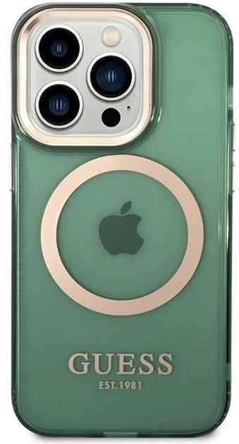 Панель Guess Gold Outline Translucent MagSafe для Apple iPhone 14 Pro Max Хакі (3666339069650) - зображення 2