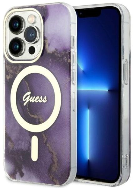 Панель Guess Golden Marble MagSafe для Apple iPhone 14 Pro Max Фіолетовий (3666339115869) - зображення 1