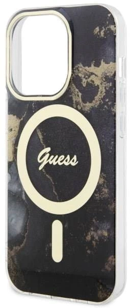 Etui plecki Guess Golden Marble MagSafe do Apple iPhone 14 Pro Max Black (3666339115784) - obraz 3