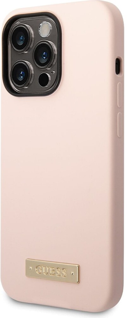 Панель Guess Silicone Logo Plate MagSafe для Apple iPhone 14 Pro Max Рожевий (3666339070335) - зображення 1