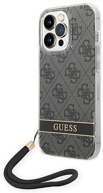 Etui plecki Guess 4G Print Strap do Apple iPhone 14 Pro Black (3666339093815) - obraz 1