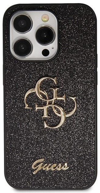 Etui plecki Guess 4G Glitter Script Big do Apple iPhone 14 Pro Max Black (3666339147358) - obraz 2