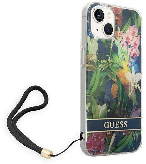 Панель Guess Flower Strap для Apple iPhone 14 Plus Синій (3666339093969) - зображення 1