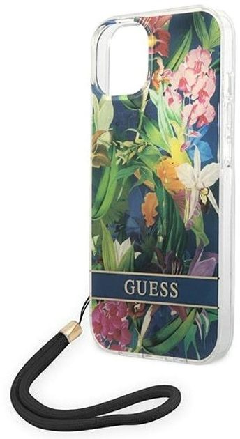 Etui plecki Guess Flower Strap do Apple iPhone 14 Blue (3666339093952) - obraz 3