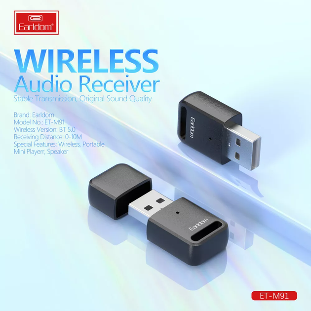 Автомобільний Bluetooth модулятор Earldom ET-M91 Bluetooth-адаптер Чорний - зображення 8