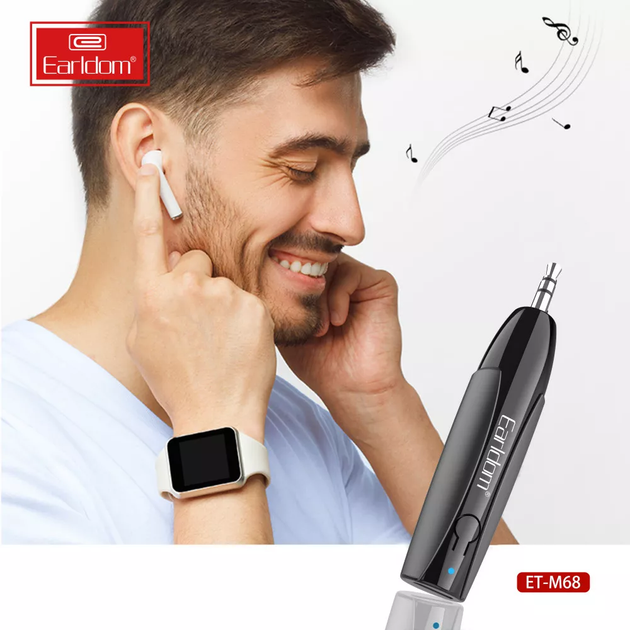Громкая связь в авто Earldom ET- M68 Автомобильный ресивер HANDS FREE аккумуляторный Bluetooth AUX Черный - изображение 6