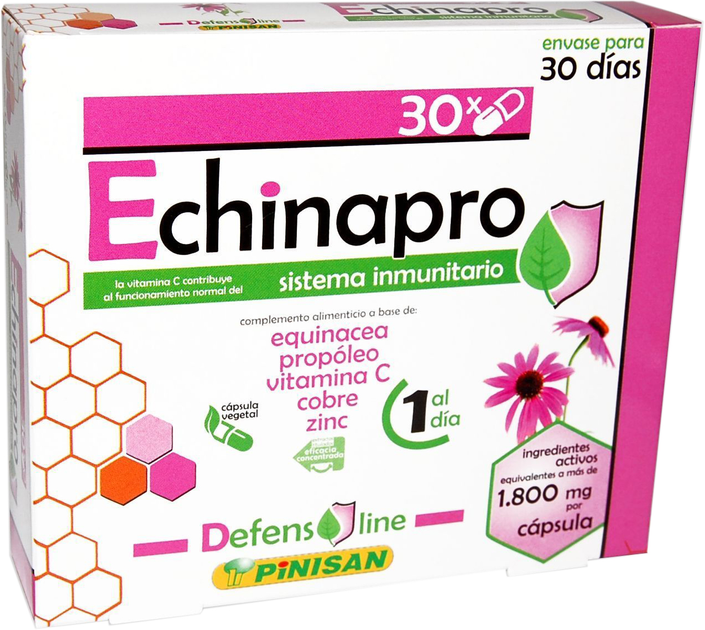 Натуральна харчова добавка Pinisan Echinapro 30 капсул (8435001002586) - зображення 1
