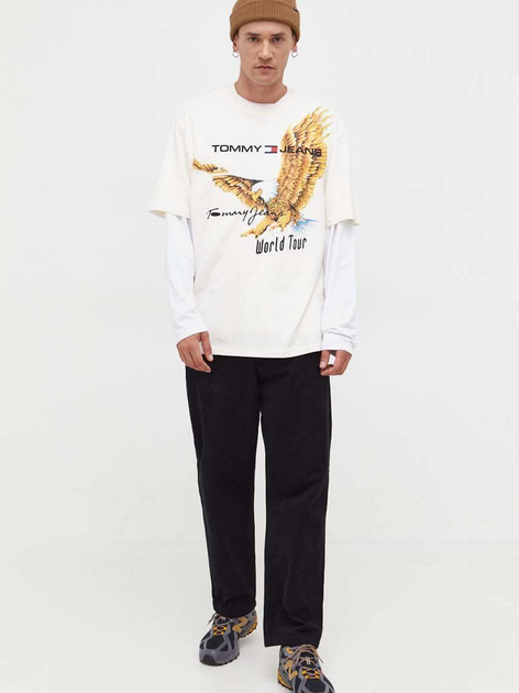 Koszulka męska bawełniana Tommy Jeans DM0DM17737L Jasnobeżowa (8720644985274) - obraz 3