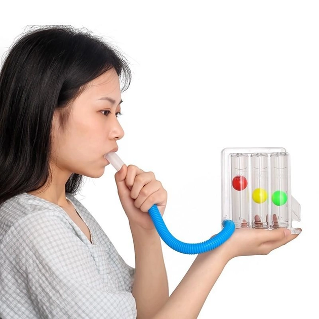 Дыхательный тренажер TRI-BALL для дыхательных упражнений для реабилитации спирометр - изображение 2