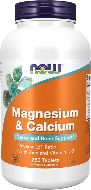 Магний и кальций, с цинком и витамином D-3 NOW Magnesium & Calcium ...