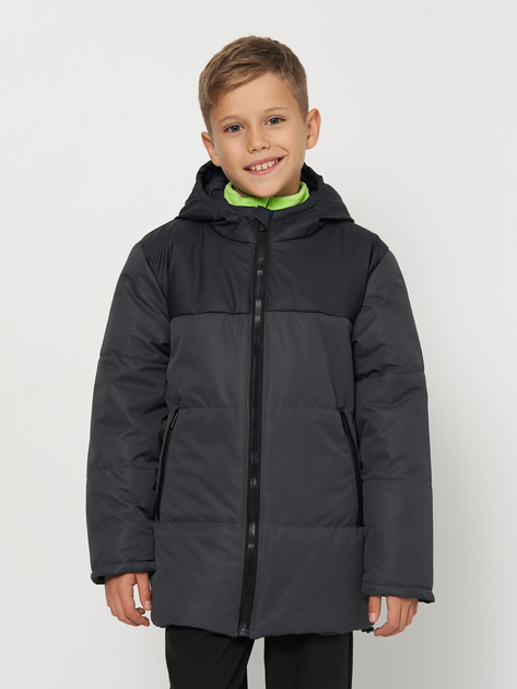 Акція на Дитяча демісезонна куртка для хлопчика Одягайко 22878 134 см Темно-сіра від Rozetka