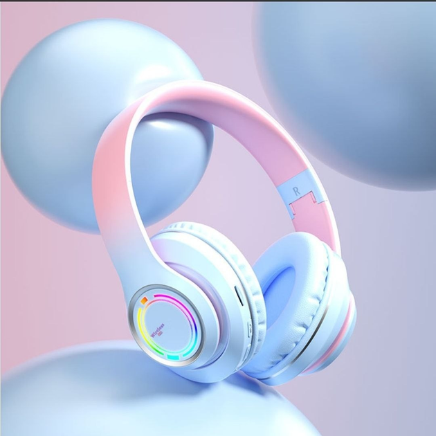 Безпроводные наушники с подсветкой H&S V3 (Blue-pink) купить в интернет ...