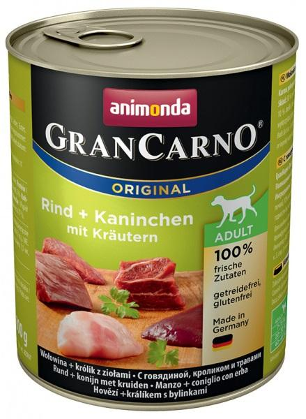 Mokra karma dla psów Animonda GranCarno Adult z wołowiną, królikiem i ziołami 800 g (4017721827676) - obraz 1