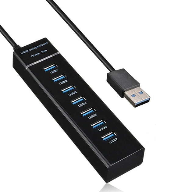 USB-хаб 7 port 3.0 USB HUB Super speed 30см 5Gbps концентратор Black ...